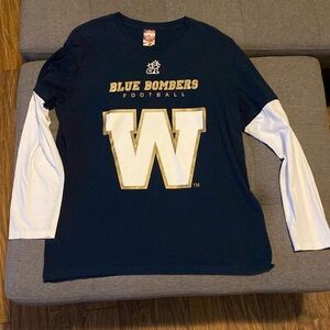Winnipeg Blue Bombers Tee CFL Long Sleeve T-Shirt Men’s Large Canadian Football
